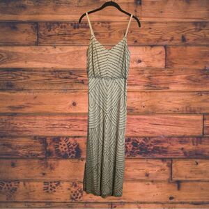 Adrianna Papell Hand-beaded Blouson Long Sleeveless Gown in Nude Size 4
